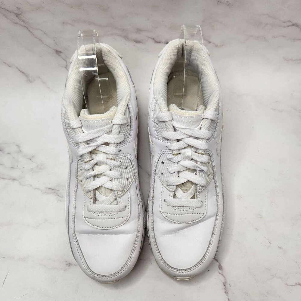 Nike Air Max 90 Recraft Triple White Sneakers Shoes Airmax CD6864-100 Youth 7 - Picture 3 of 8